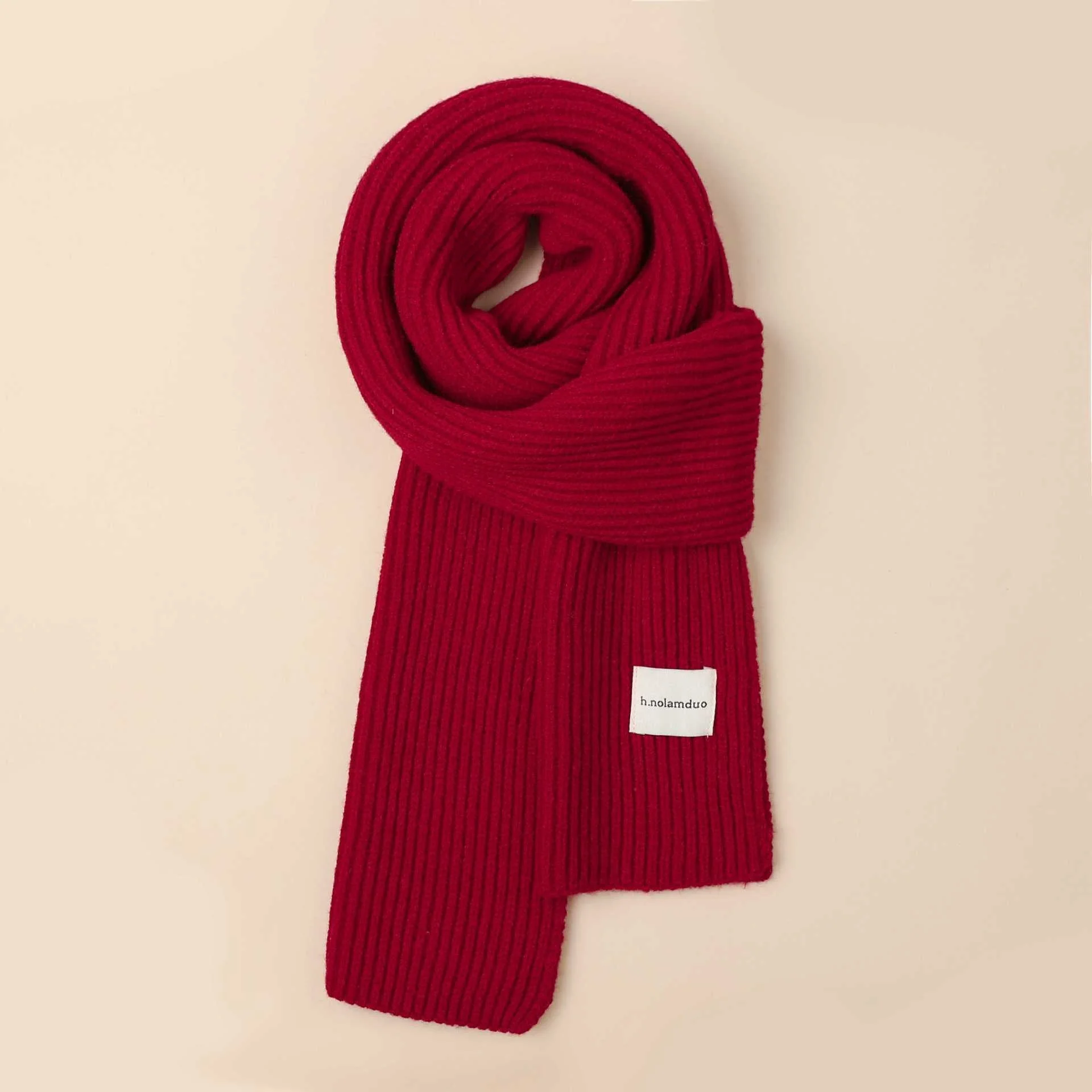 Solid Pompom Knit Scarf - Image 4