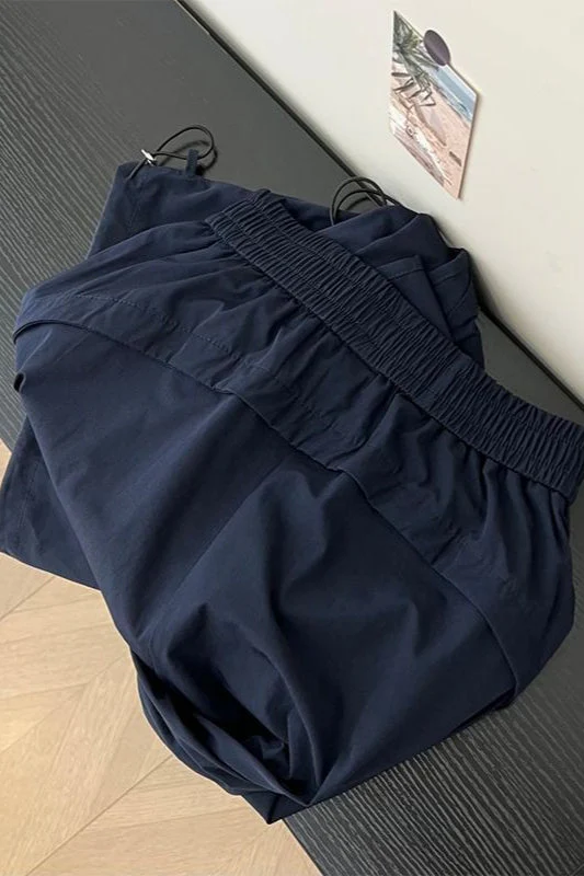 Solid Elastic Wide-Leg Sporty Pants - Image 4