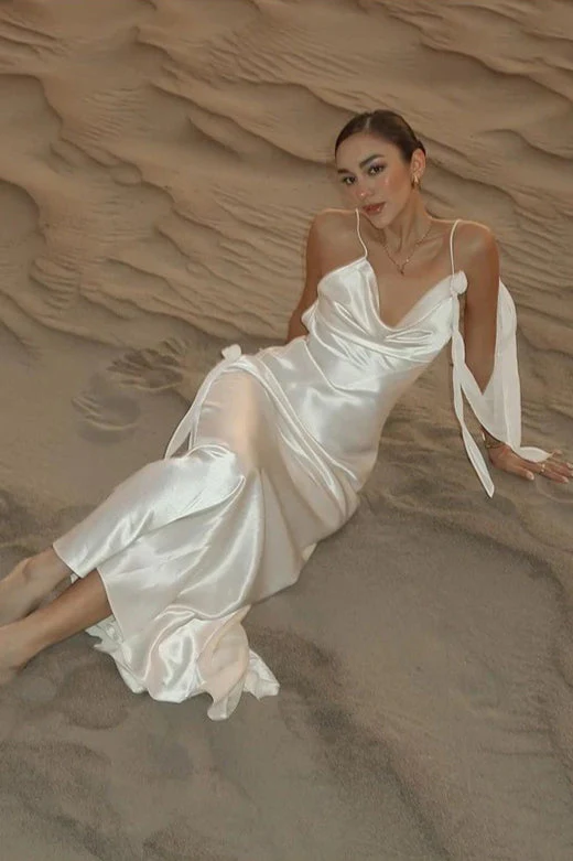Solid Satin Floral Backless Elegant Maxi Dress - Image 6
