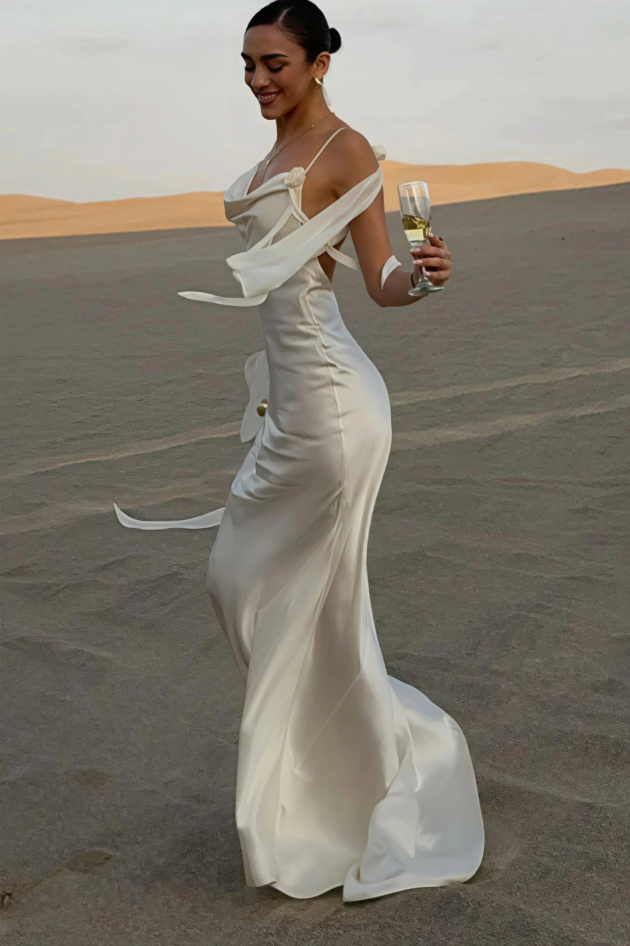 Solid Satin Floral Backless Elegant Maxi Dress - Image 7