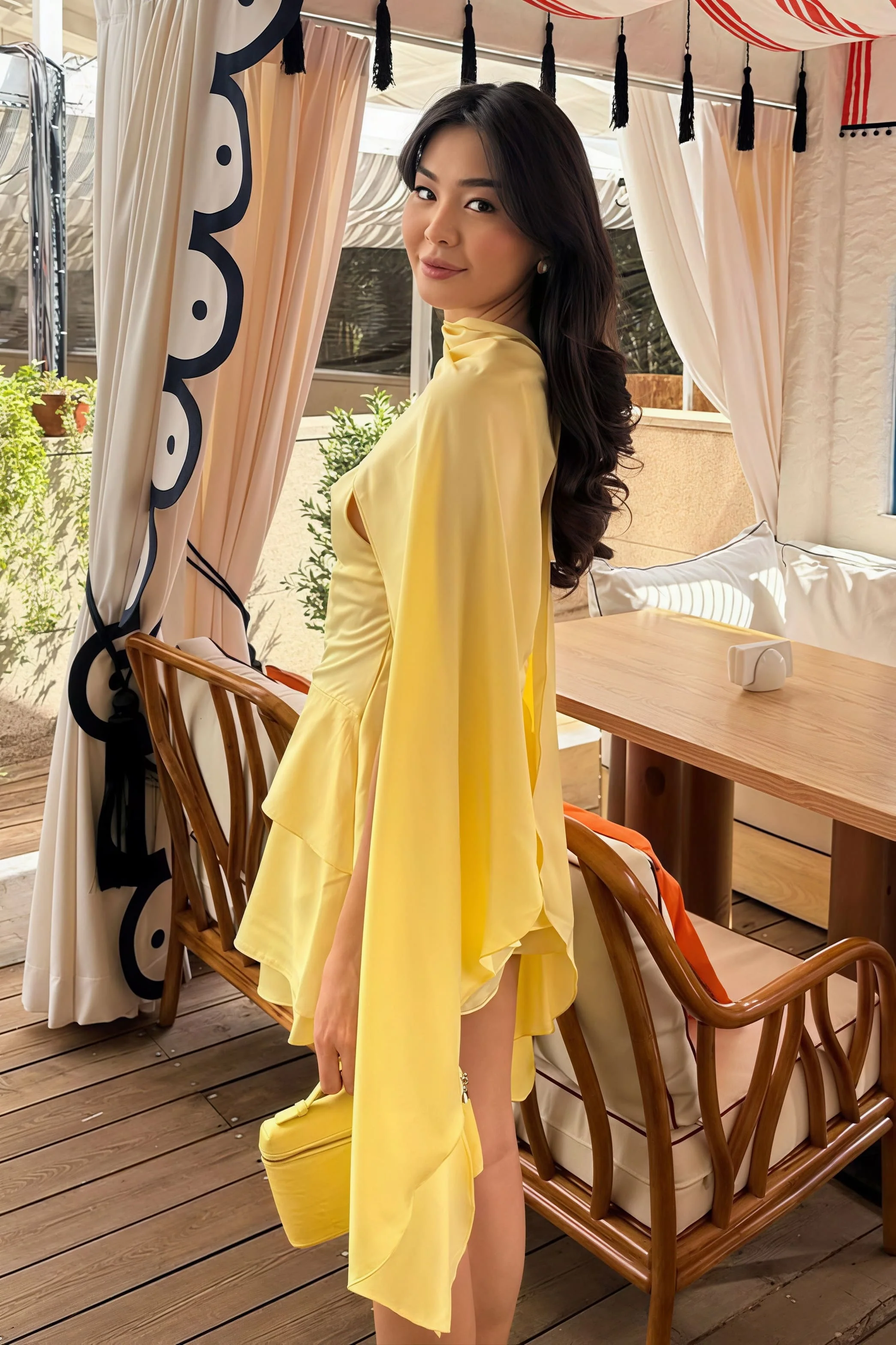 Solid Satin Shawl Cami Ruffle Mini Dress - Image 13