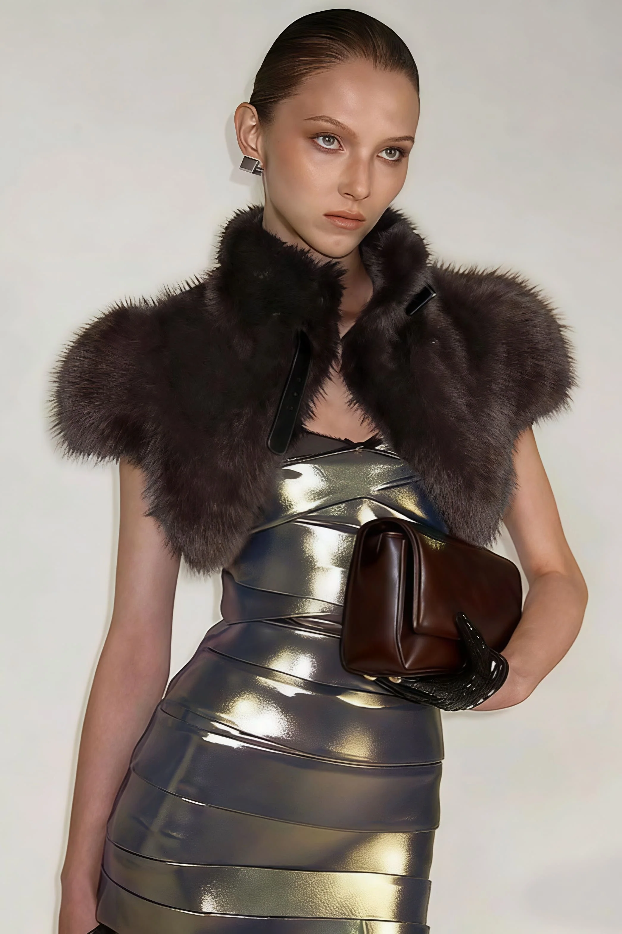 Solid Sexy Fuzzy Cropped Tie-front Vest - Image 6