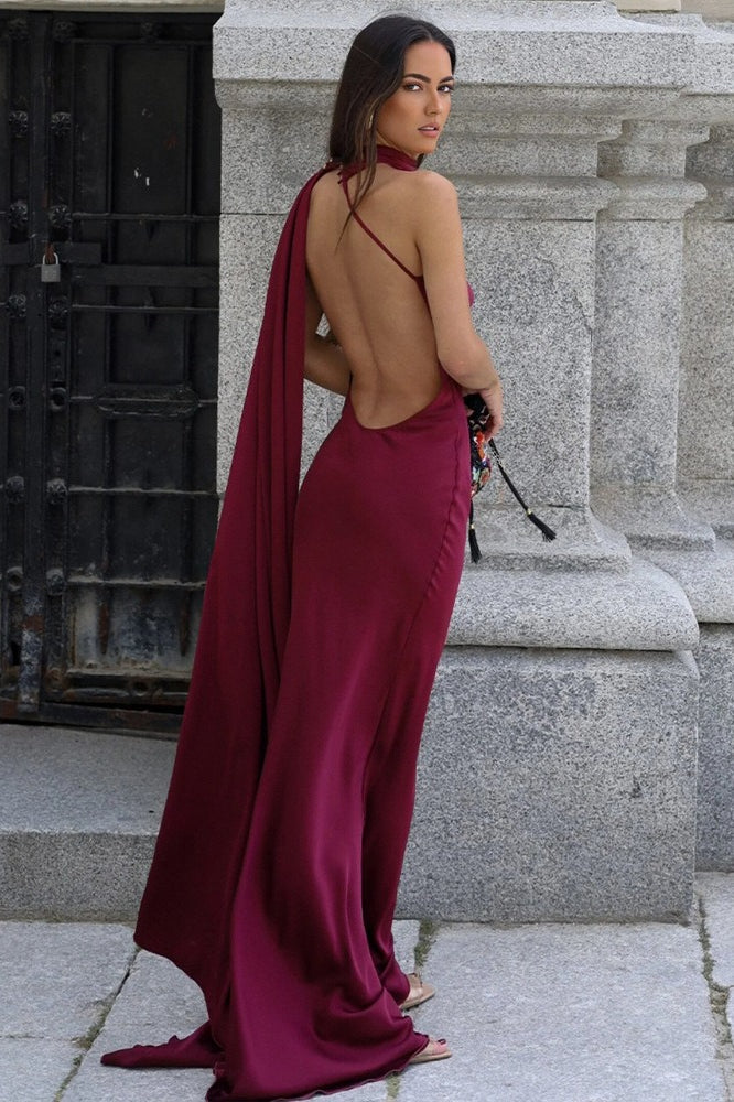 Solid Simple Elegant Tie Strap Sexy Maxi Dress - Image 17