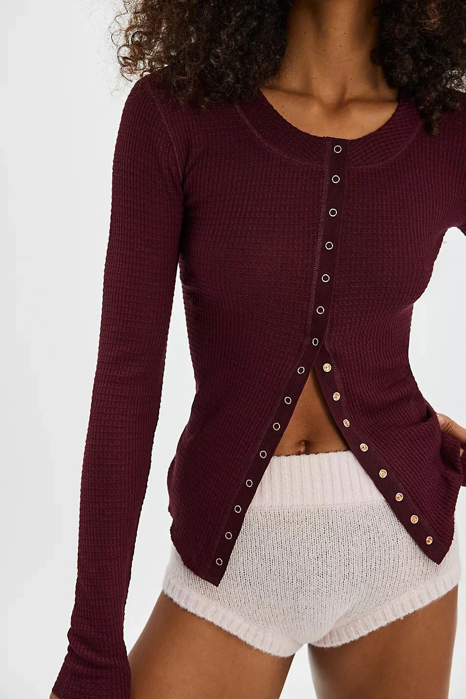 Solid Single-Button Fitted Long-Sleeve Knit Cardigan - Image 14