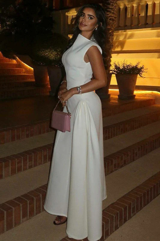 Solid Sleeveless Ruched Waist Elegant Dress - Image 2