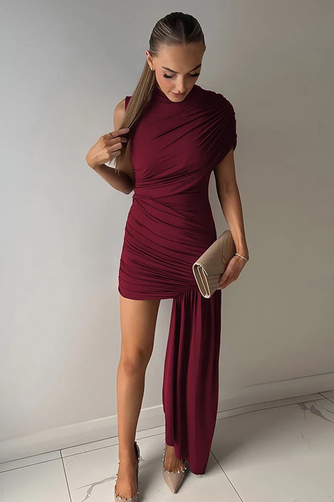 Solid Smocked Tie-Front Bodycon Mini Dress - Image 6