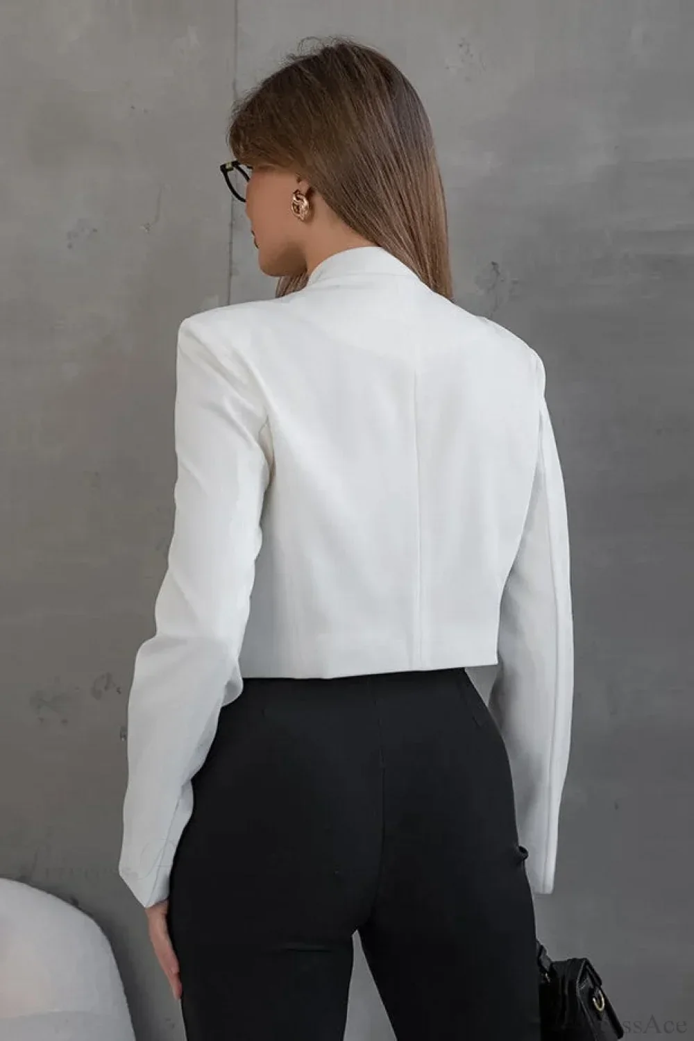 Solid Stand Collar Long Sleeve Elegant Jacket - Image 4