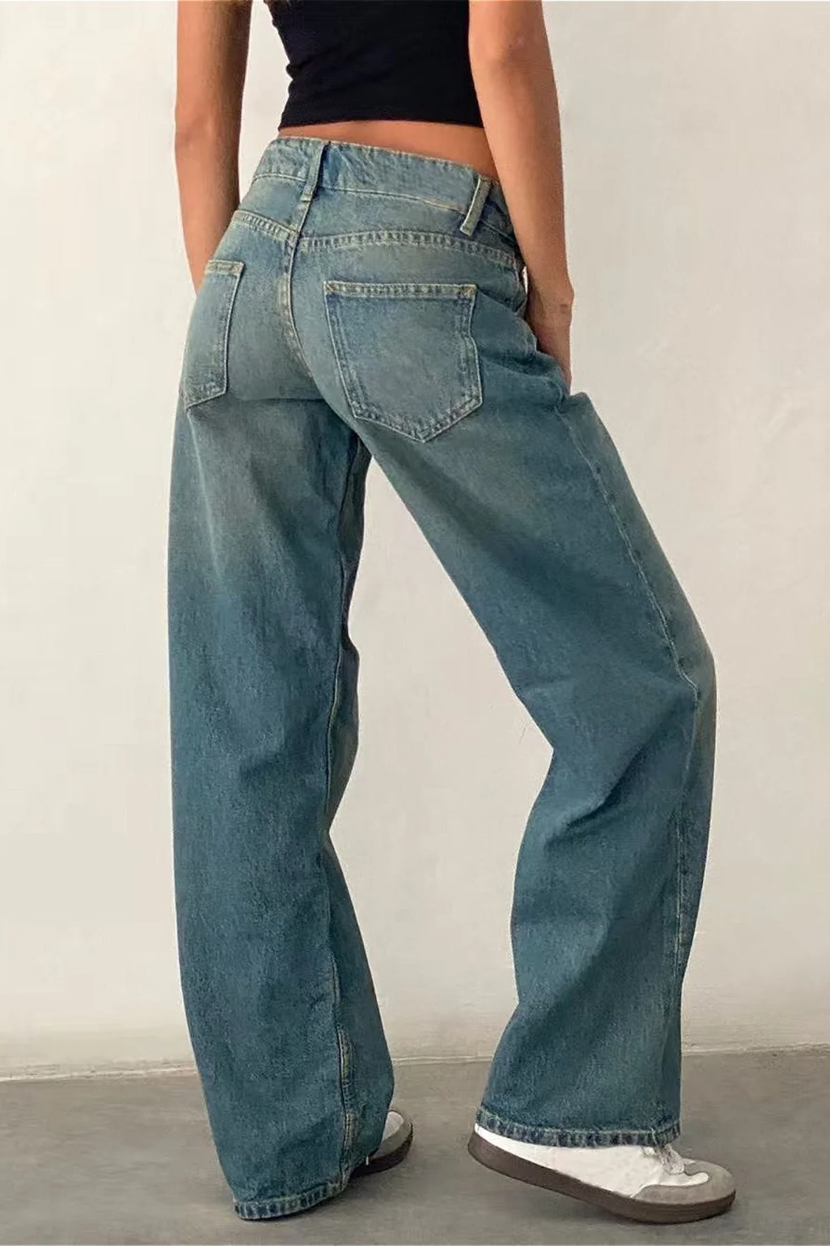 Solid Stretch Straight Leg Jeans - Image 3