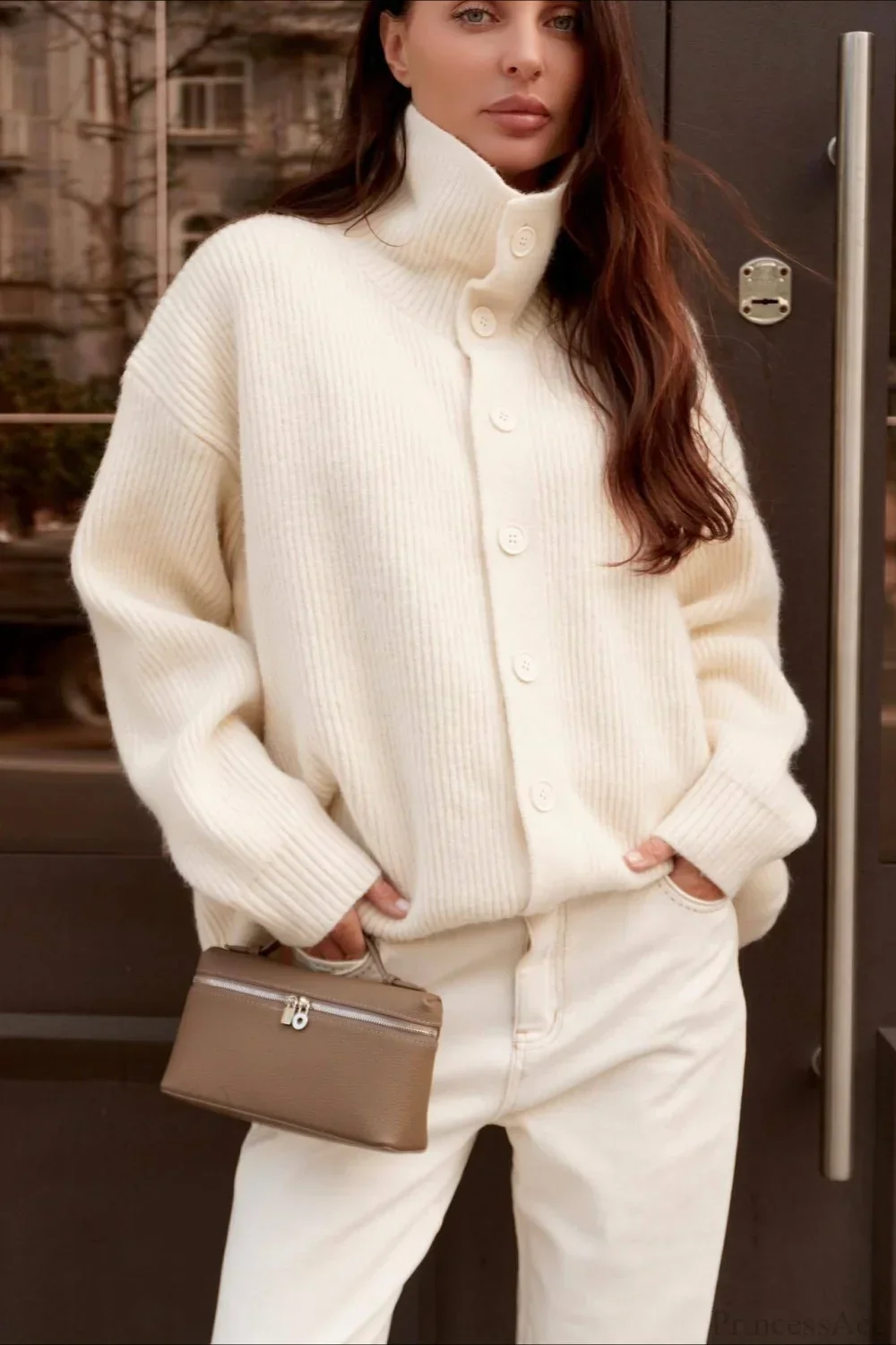 Solid Turtleneck Loose Lazy Sweater - Image 3