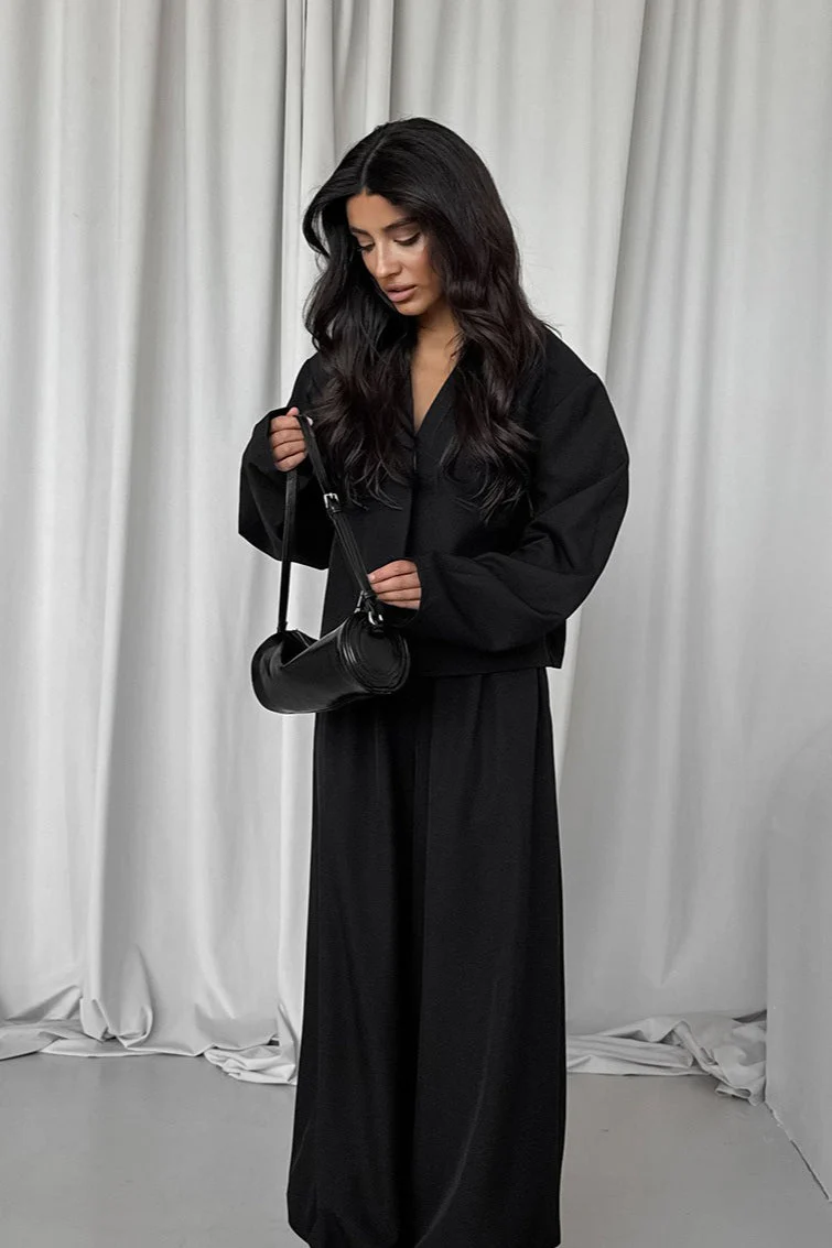 Solid V-neck Cardigan Tapered Two Piece Set - Image 4
