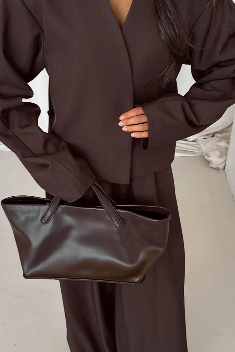 Solid V-neck Cardigan Tapered Two Piece Set - Image 9