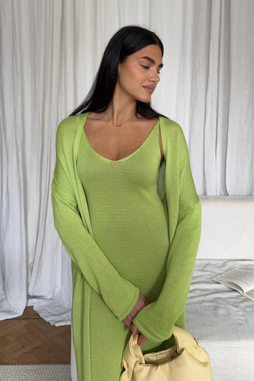 Solid V Neck Cotton Knit Bodycon Two Piece Set - Image 17