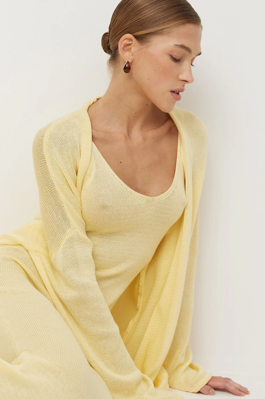 Solid V Neck Cotton Knit Bodycon Two Piece Set - Image 23