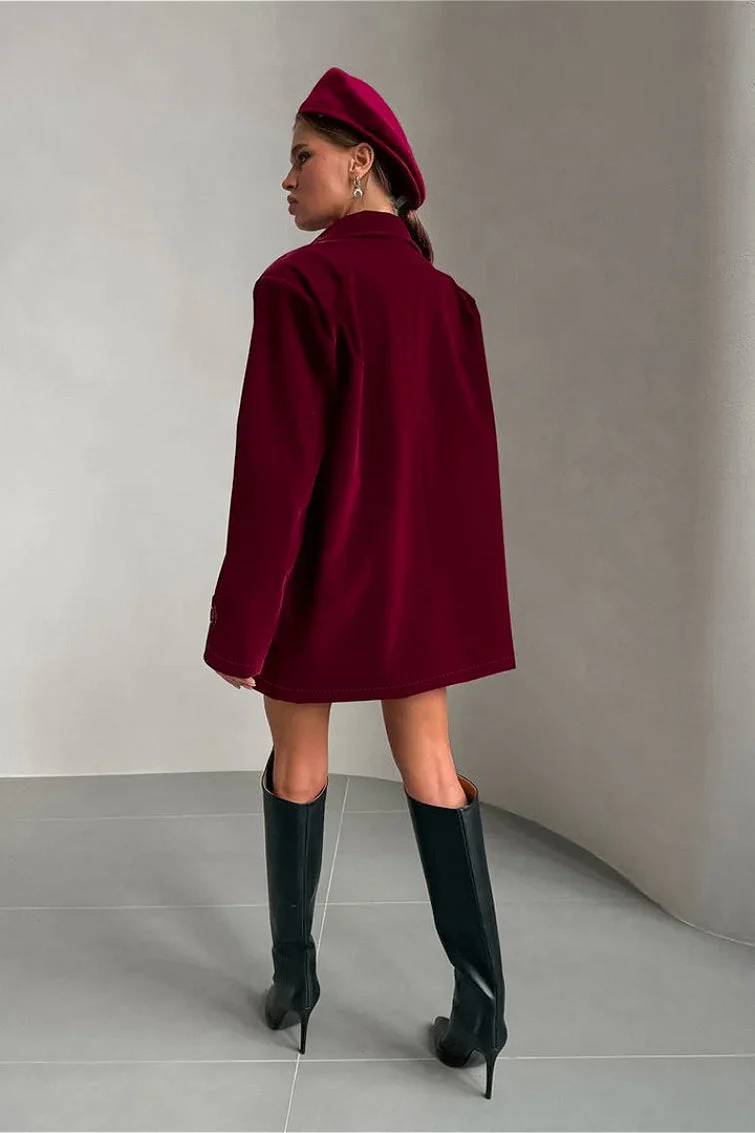 Solid Velvet Vintage Button Coat - Image 5