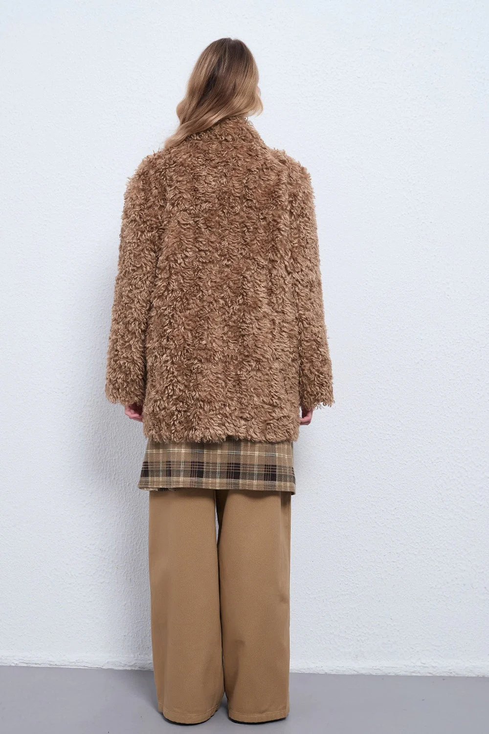 Solid Warm Button Notched Collar Coat - Image 4