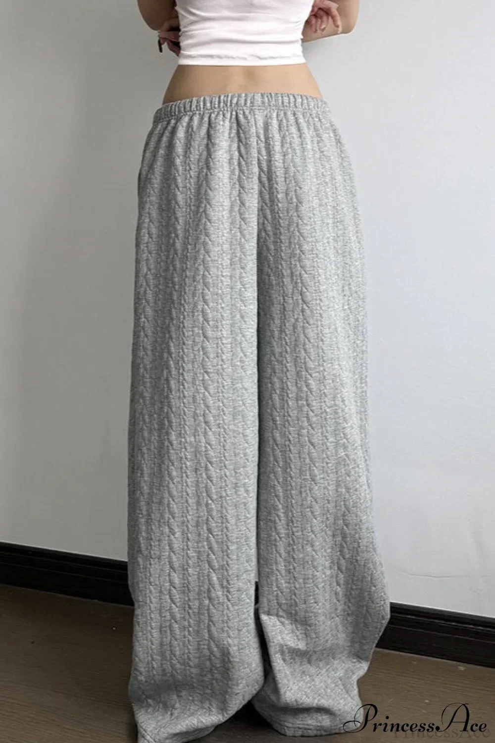 Solid Warm Wide Leg Tie Waist Pants - Image 4