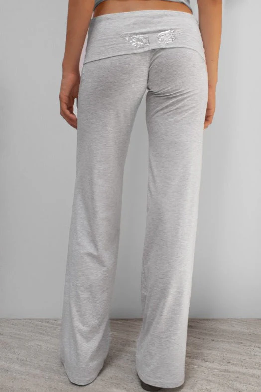 Solid Wing Sequin Embroidered Casual Pants - Image 3