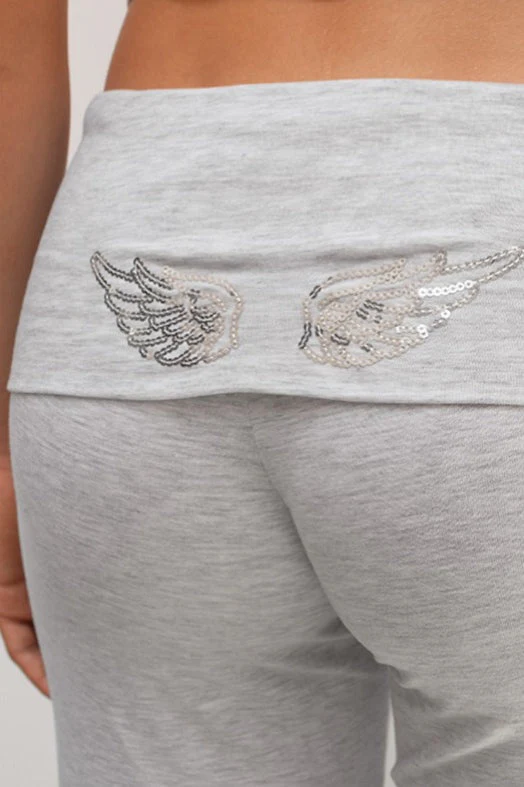 Solid Wing Sequin Embroidered Casual Pants - Image 4