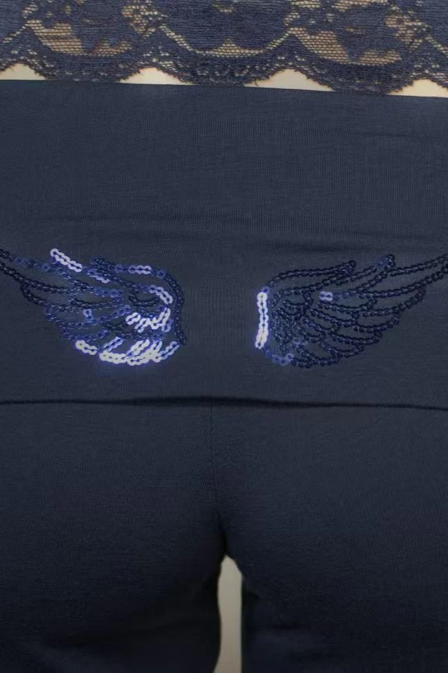 Solid Wing Sequin Embroidered Casual Pants - Image 8