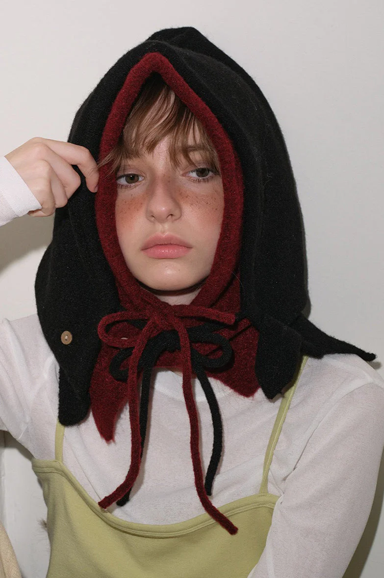 Solid Wool Drawstring Oversized Knitted Balaclava Hat - Image 7