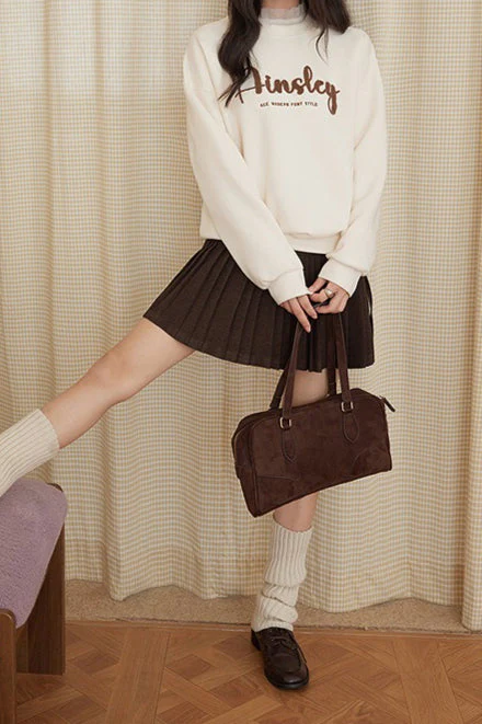 Solid Wool Pleated High Waist Skirt - Image 6