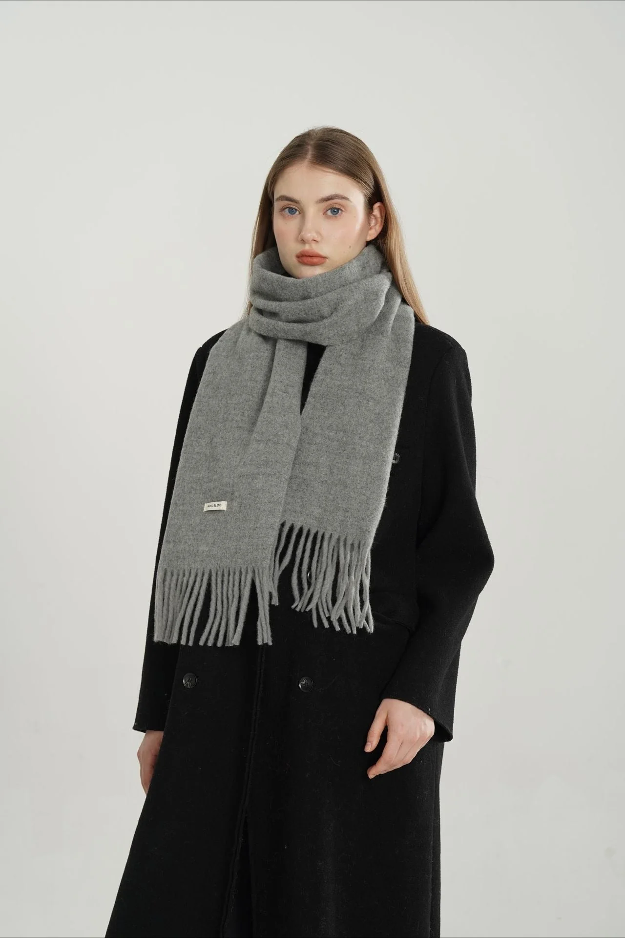 Solid Woven Fringe Wool Blend Scarf - Image 8