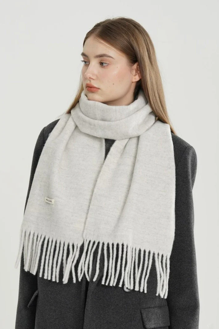 Solid Woven Fringe Wool Blend Scarf - Image 9