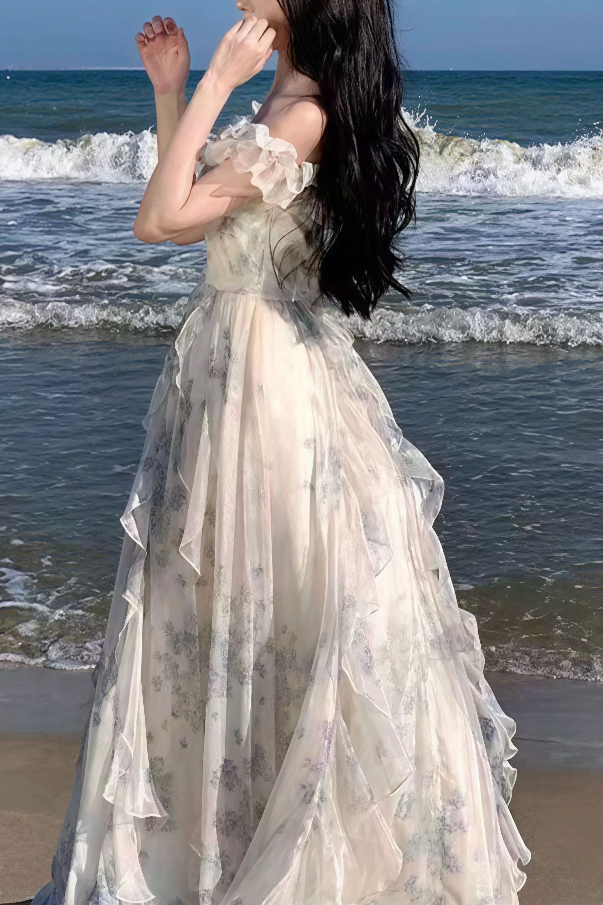 Spaghetti Strap Ruffled Floral Flowy Maxi Dress - Image 2