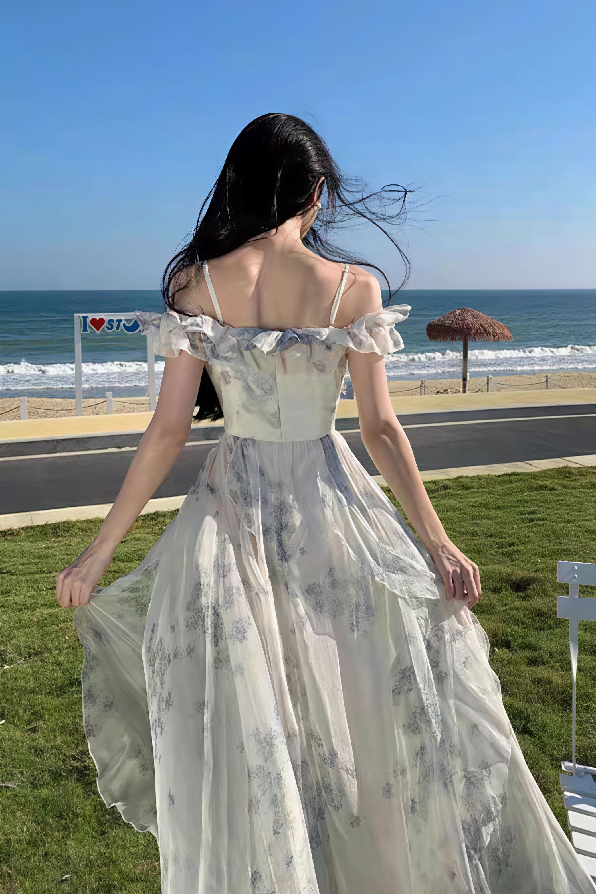 Spaghetti Strap Ruffled Floral Flowy Maxi Dress - Image 3