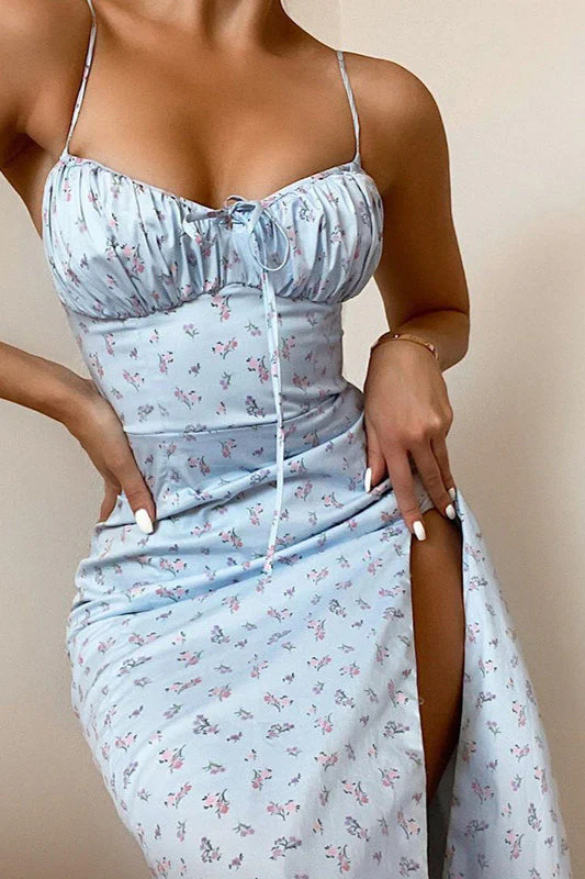 Spaghetti Strap Split Floral Dress - Image 6