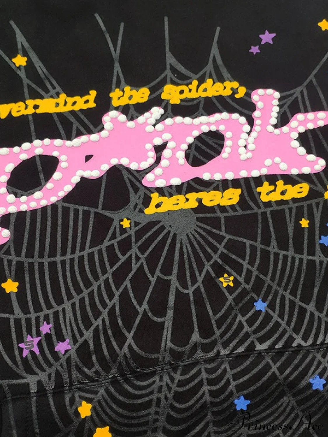 Spider Web Letter Print Fleece Cotton Thick Hoodie - Image 2