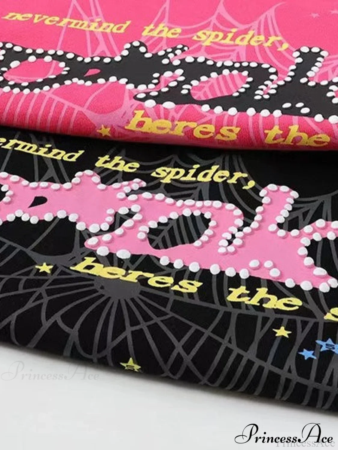 Spider Web Letter Print Fleece Cotton Thick Hoodie - Image 5
