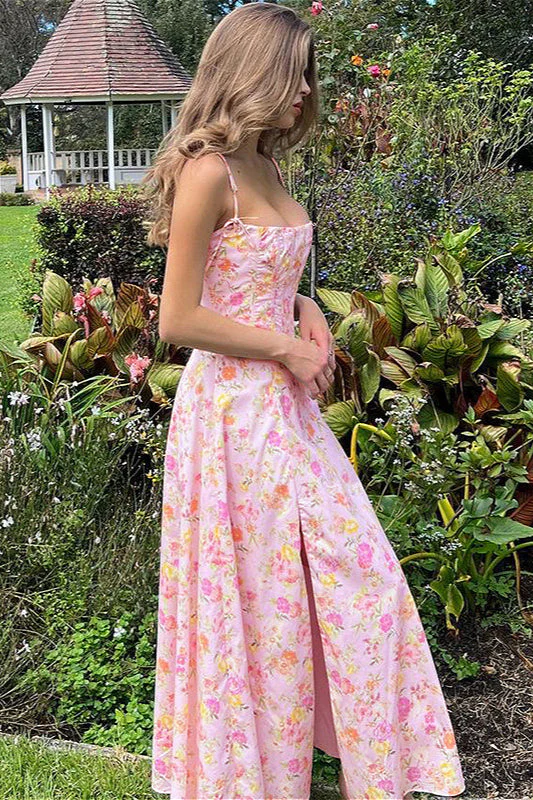 Spliced Fishbone Tube Sweet Floral Dress - Image 2