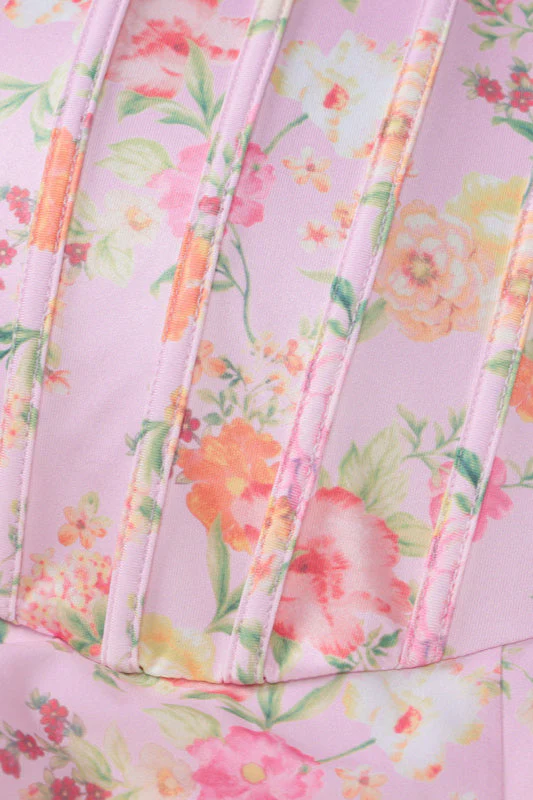 Spliced Fishbone Tube Sweet Floral Dress - Image 5