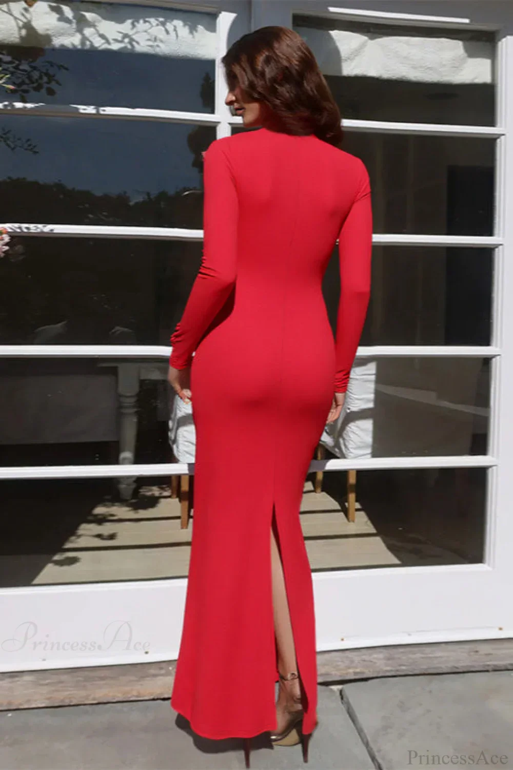 Spliced Lace Waist Cinched Bodycon Maxi Dress - Image 5