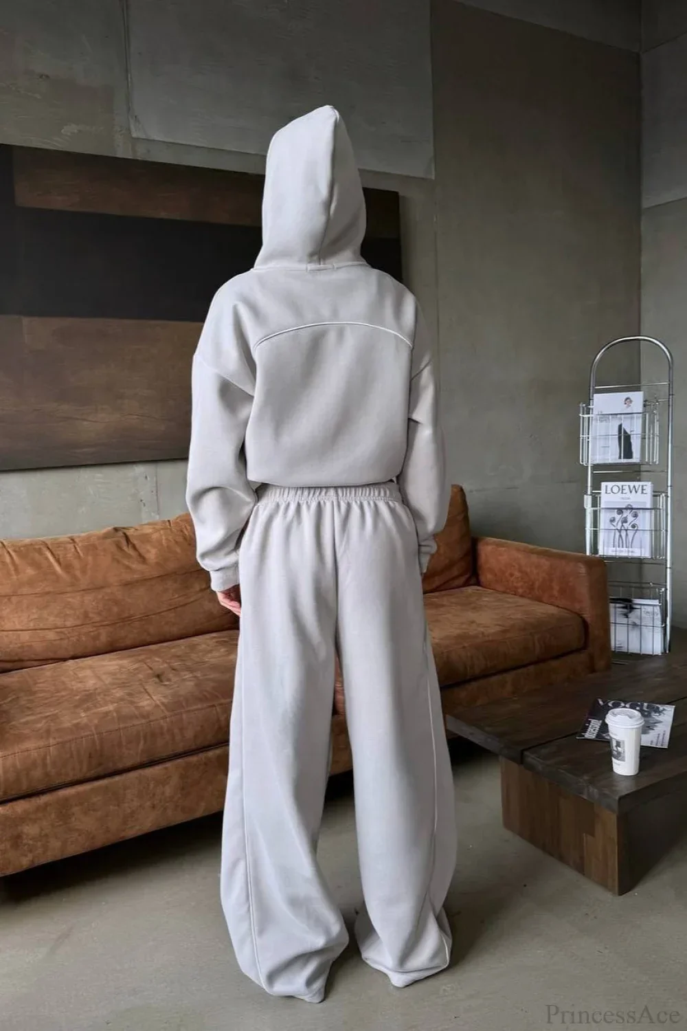 Sporty Color Block Hooded Straight-Leg Pants Two Piece Set - Image 7