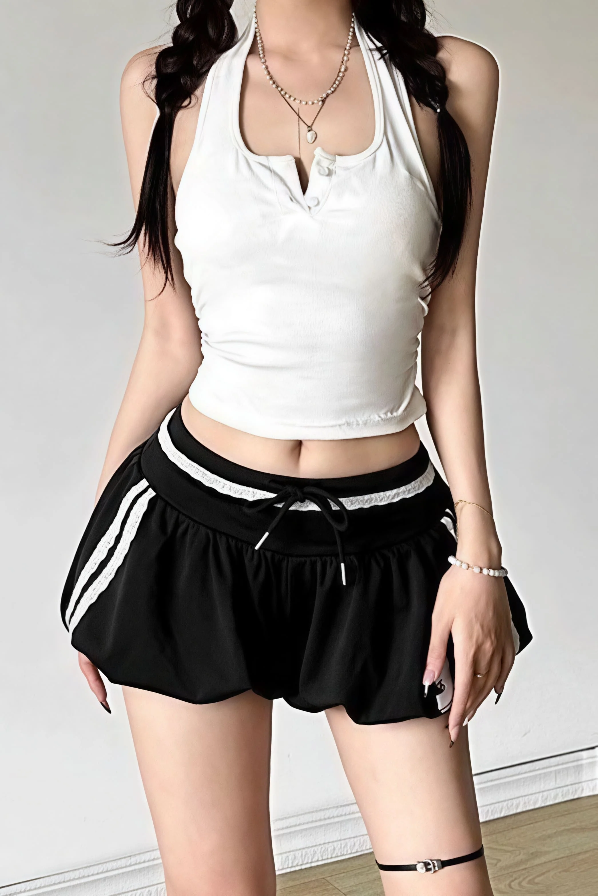 Sporty Color Block Letter Print High Waist Shorts - Image 7