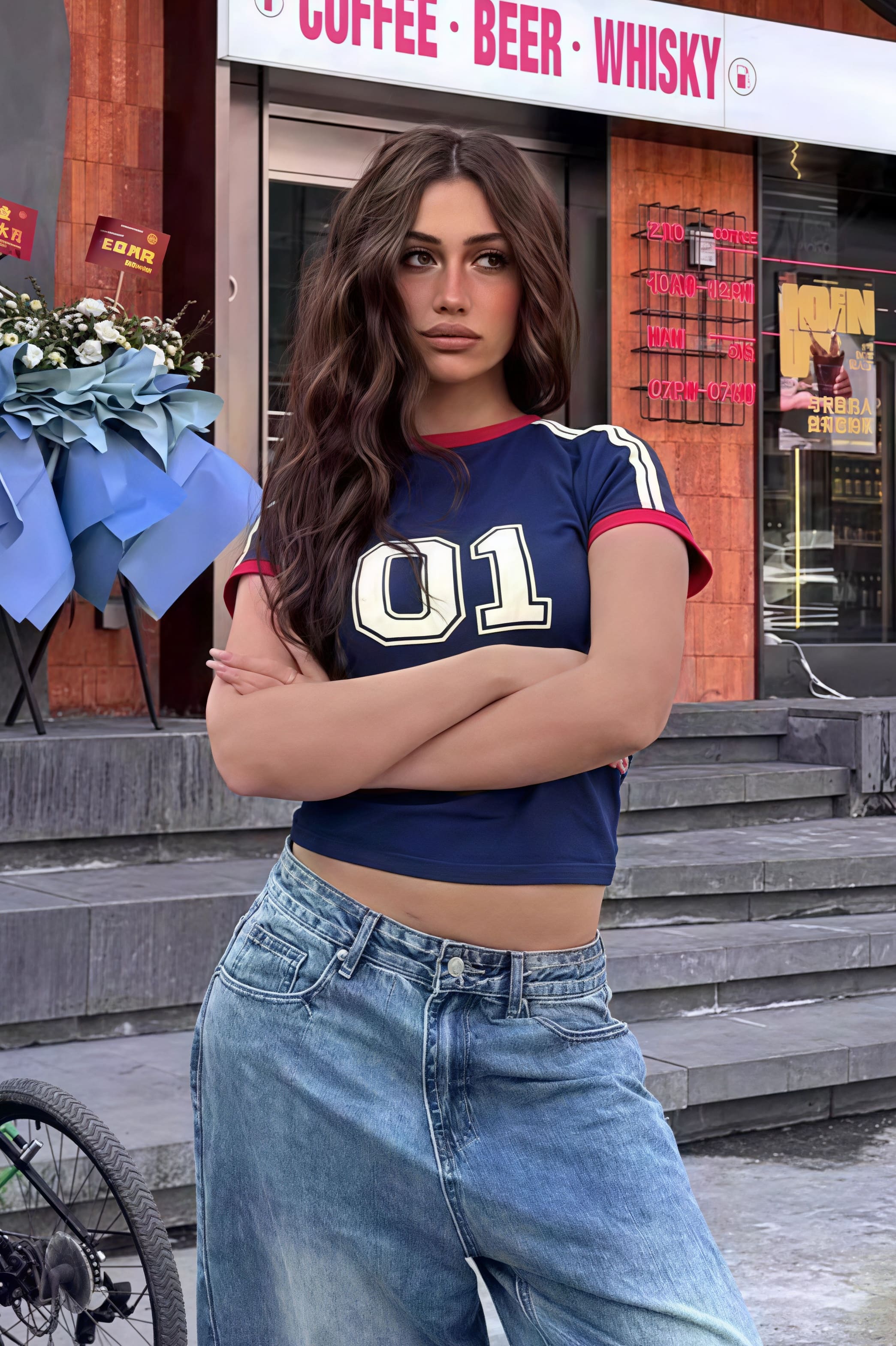 Sporty Color Block Number Print Slim T-shirt - Image 3
