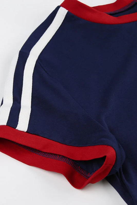 Sporty Color Block Number Print Slim T-shirt - Image 6