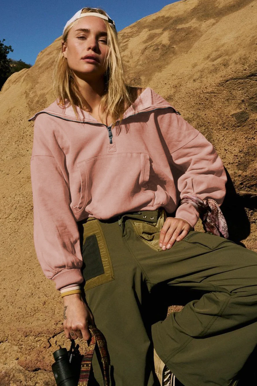 Sporty Drawcord Solid Cropped Sweatshirt - Image 6