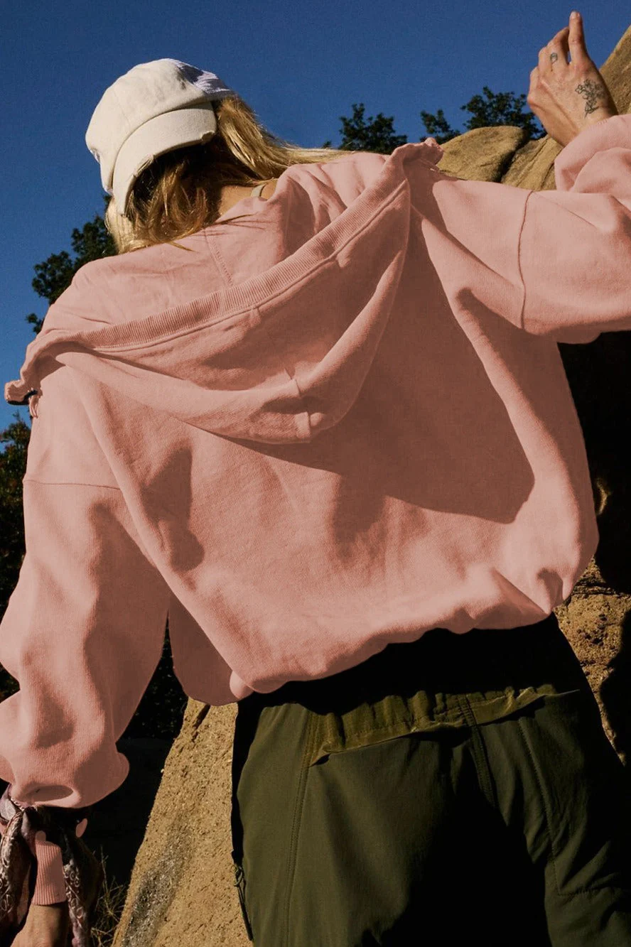 Sporty Drawcord Solid Cropped Sweatshirt - Image 8