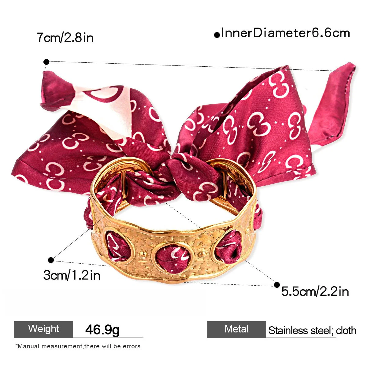 Stainless Steel Hollow Fabric Open Bracelet - Image 4