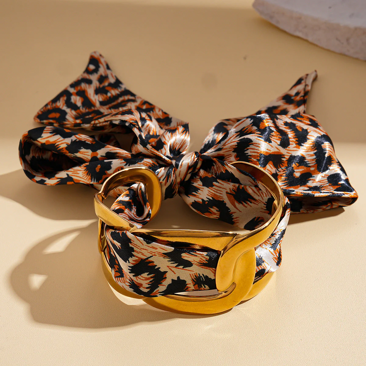 Stainless Steel Hollow Fabric Open Bracelet - Image 7