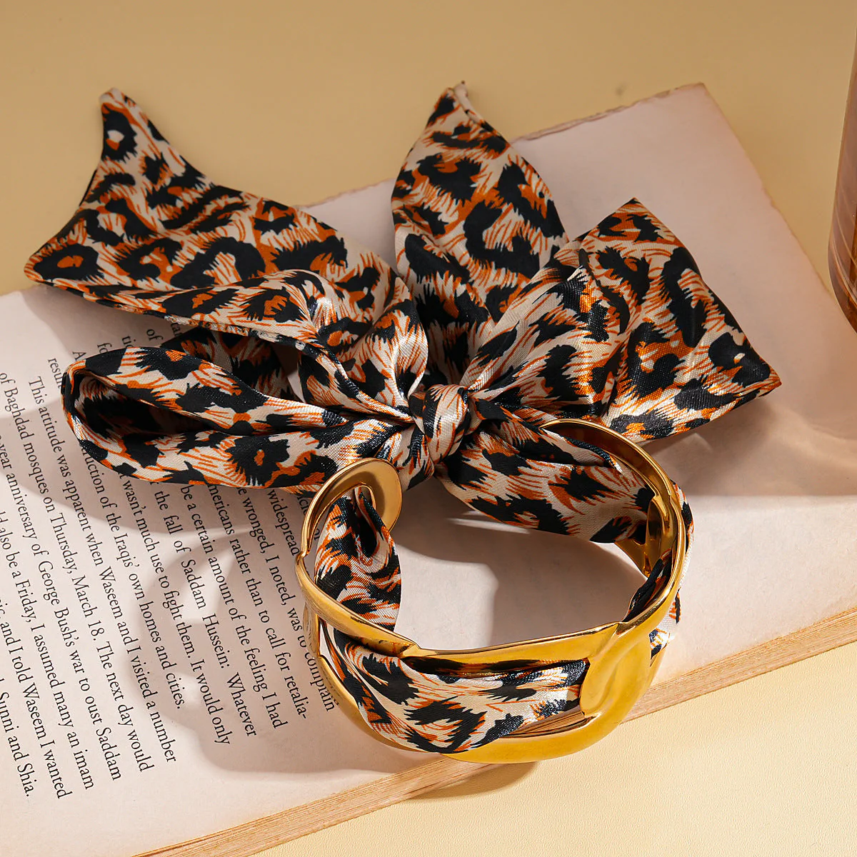 Stainless Steel Hollow Fabric Open Bracelet - Image 8