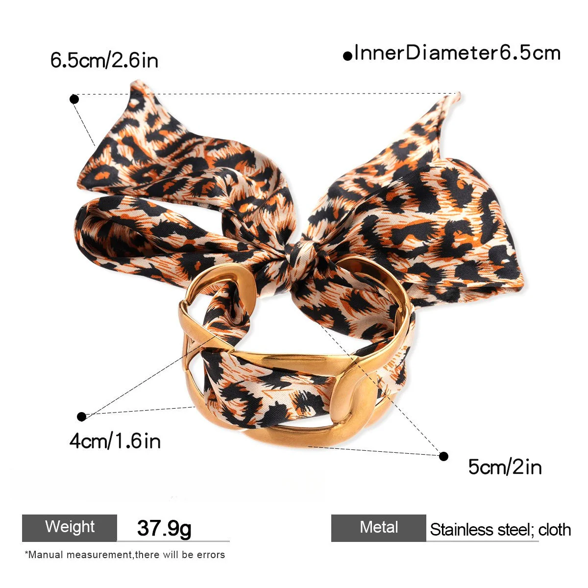 Stainless Steel Hollow Fabric Open Bracelet - Image 9