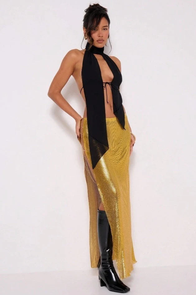 Stand Collar Halter Backless Leopard Halter Top - Image 10