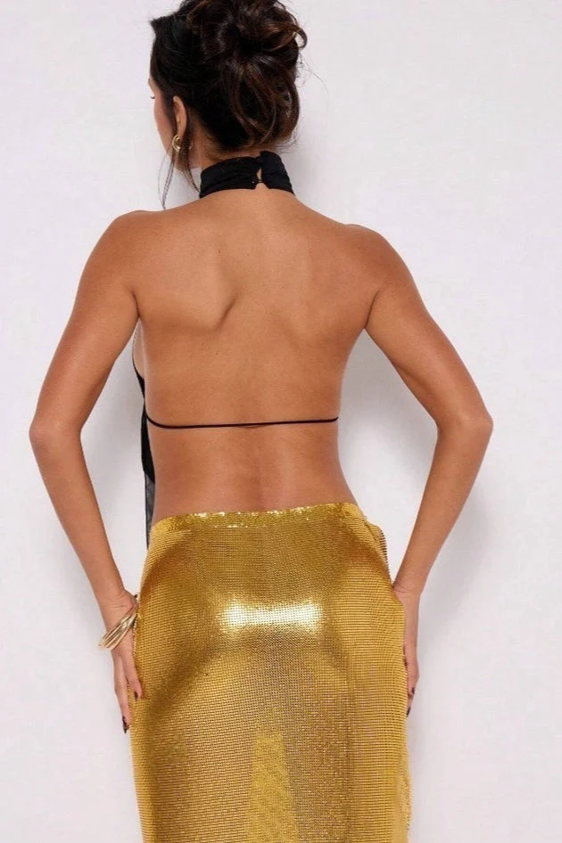 Stand Collar Halter Backless Leopard Halter Top - Image 9