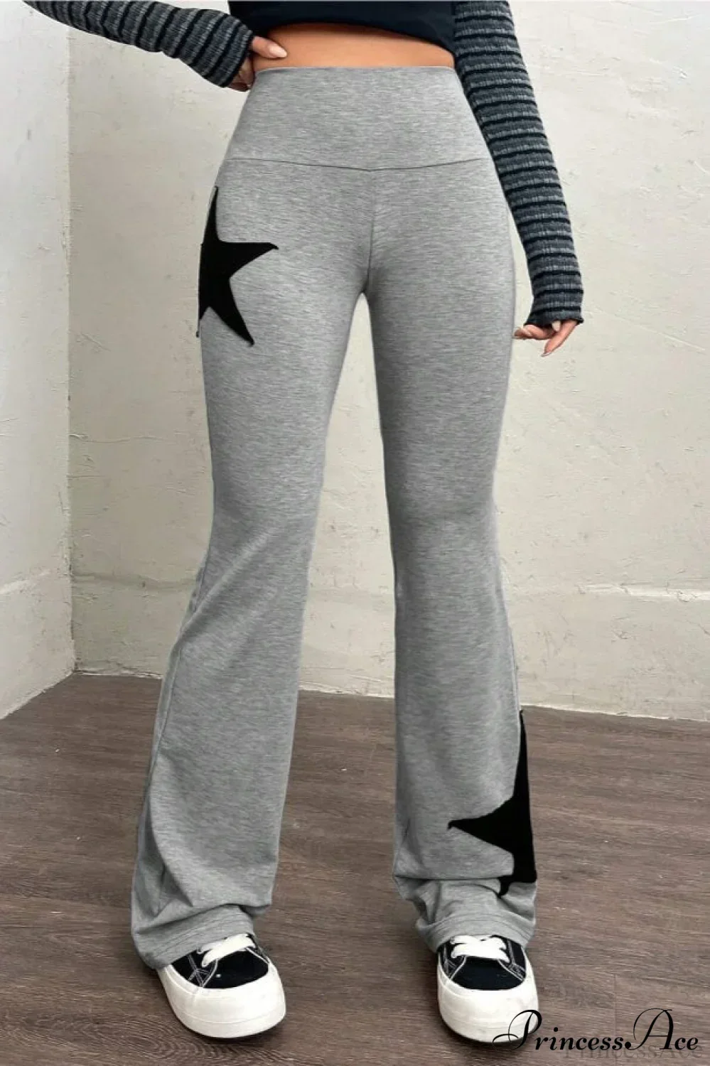Star Print High Waist Slim Flare Pants - Image 8