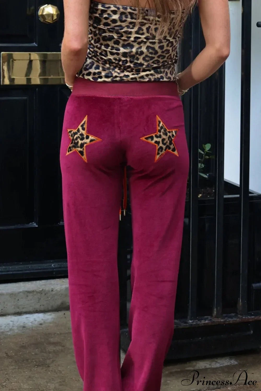 Star Print Stretchy High Waist Straight Leg Pants - Image 11