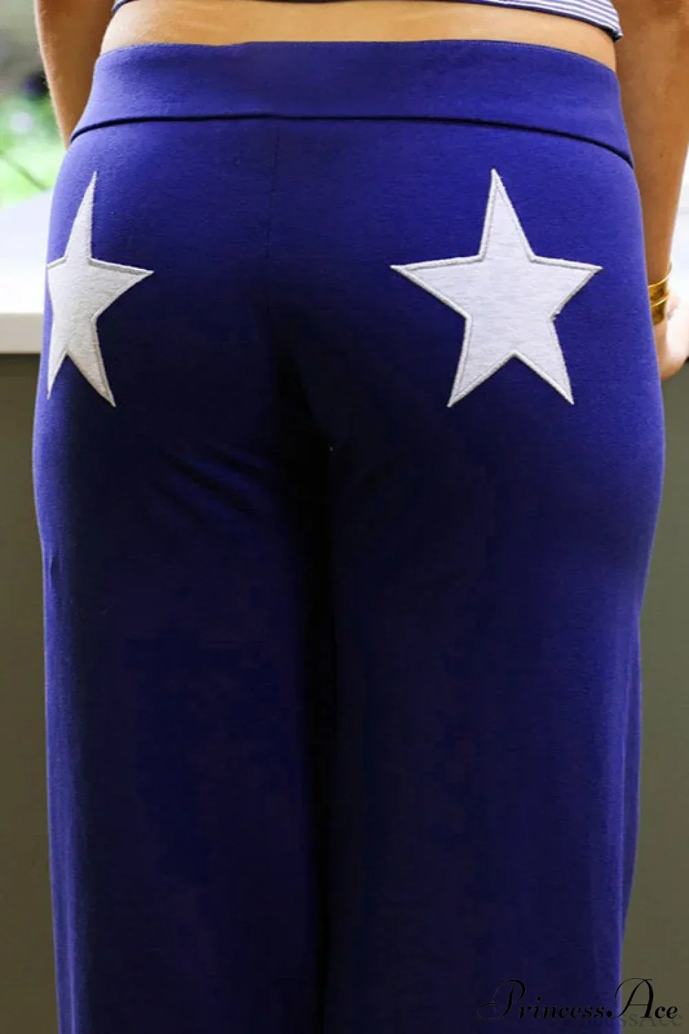 Star Print Stretchy High Waist Straight Leg Pants - Image 7